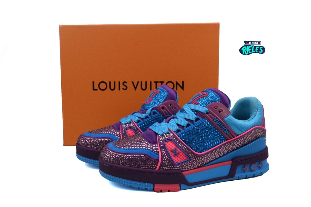 Louis Vuitton Trainer Purple Teal Metallic Crystal