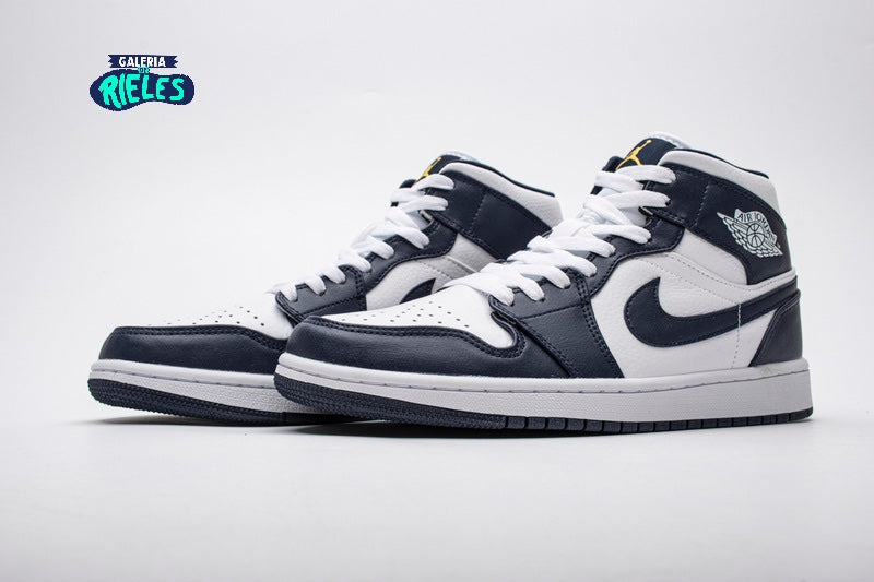 Jordan 1 Mid White Metallic Gold Obsidian