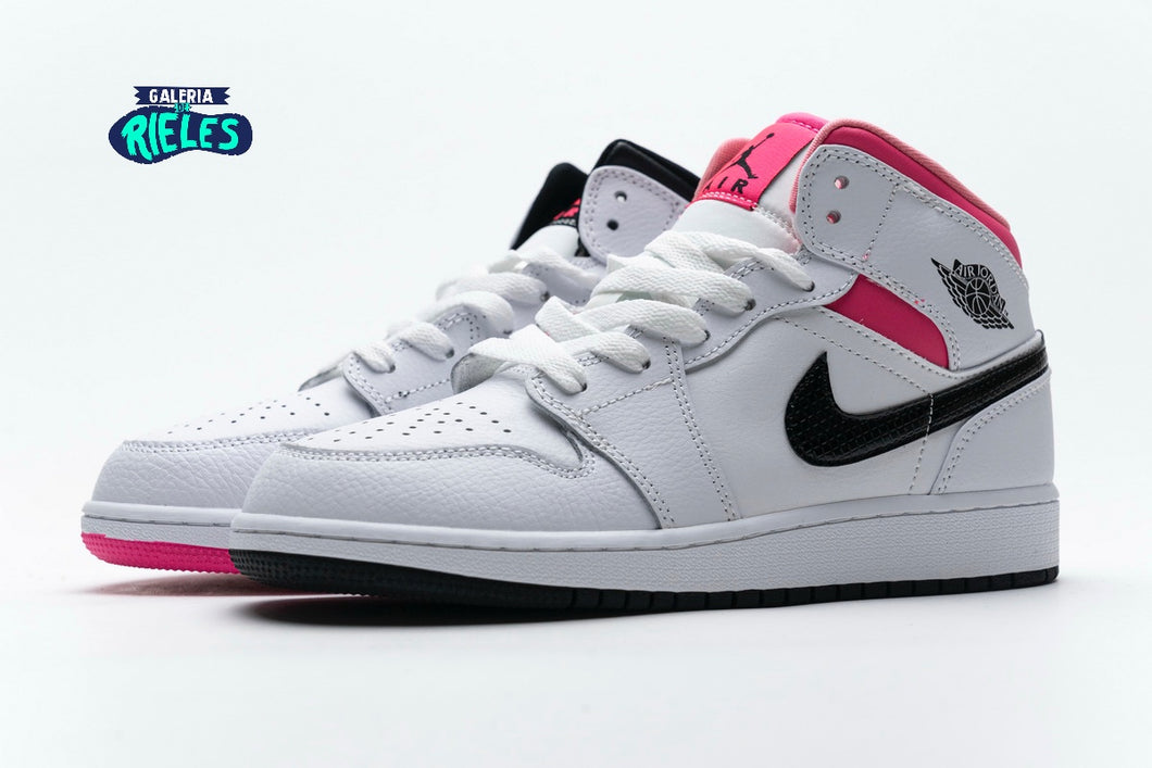 Jordan 1 Mid White Black Hyper Pink